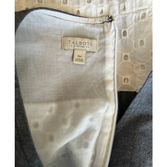 TALBOTS | Petite Chambray & Eyelet Midi Dress Beachy 4th of July | Size 6P - Picture 6 of 6